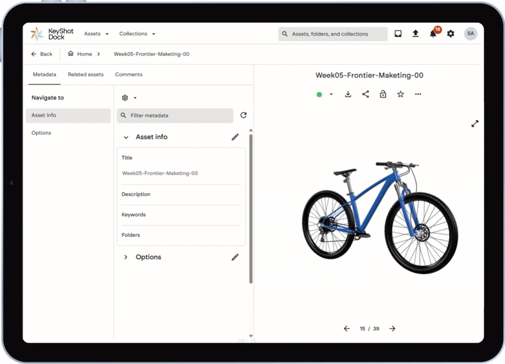 KeyShot Dock preview
